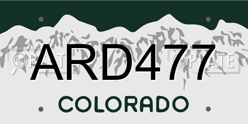 ARD477 Colorado License Plate