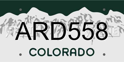 ARD558 Colorado License Plate