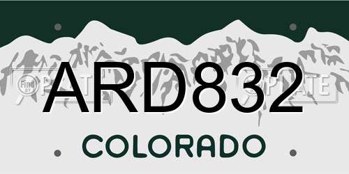 ARD832 Colorado License Plate