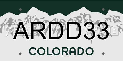 ARDD33 Colorado License Plate