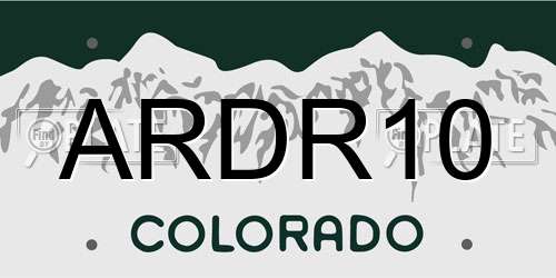 ARDR10 Colorado License Plate