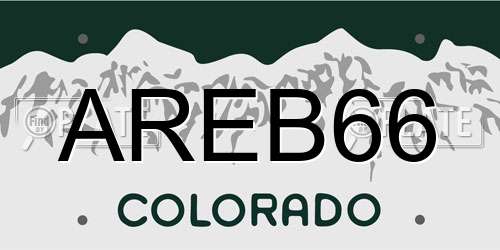 AREB66 Colorado License Plate