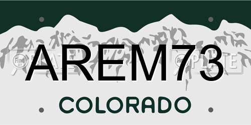 AREM73 Colorado License Plate