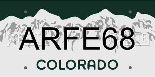 ARFE68 Colorado License Plate