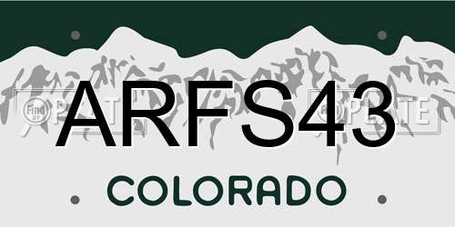ARFS43 Colorado License Plate