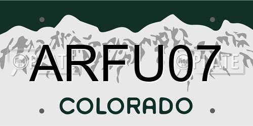 ARFU07 Colorado License Plate