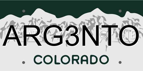 ARG3NTO Colorado License Plate