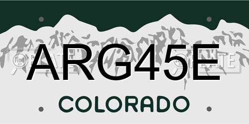 ARG45E Colorado License Plate