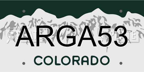 ARGA53 Colorado License Plate
