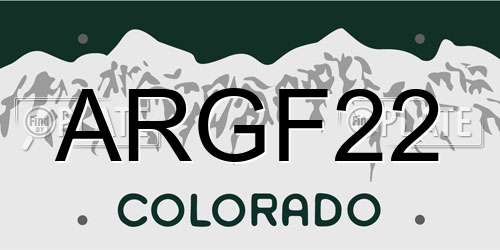 ARGF22 Colorado License Plate