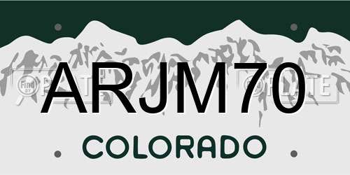 ARJM70 Colorado License Plate