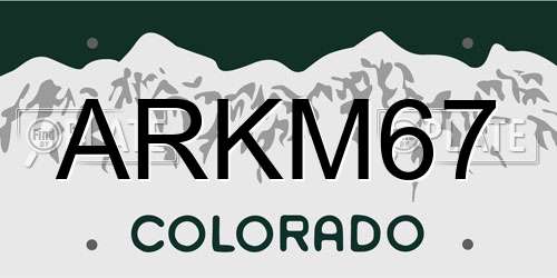 ARKM67 Colorado License Plate
