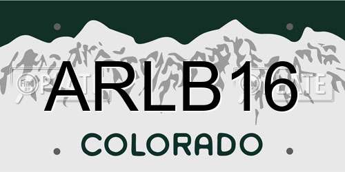 ARLB16 Colorado License Plate