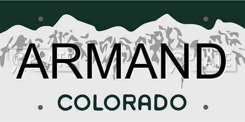 ARMAND Colorado License Plate