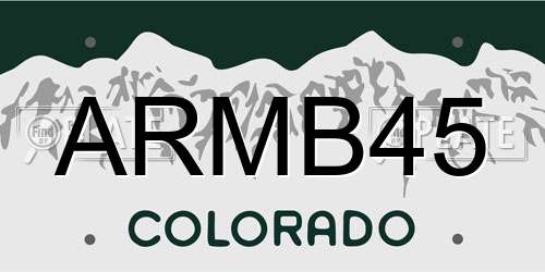 ARMB45 Colorado License Plate