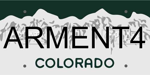 ARMENT4 Colorado License Plate