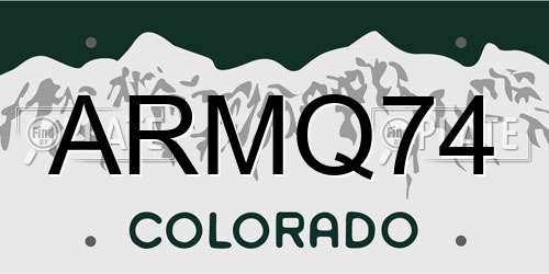ARMQ74 Colorado License Plate