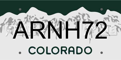 ARNH72 Colorado License Plate