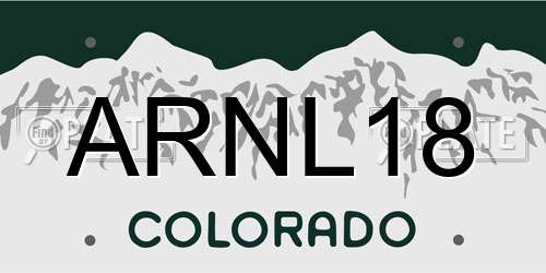 ARNL18 Colorado License Plate