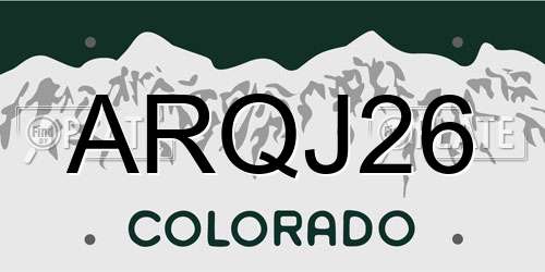 ARQJ26 Colorado License Plate