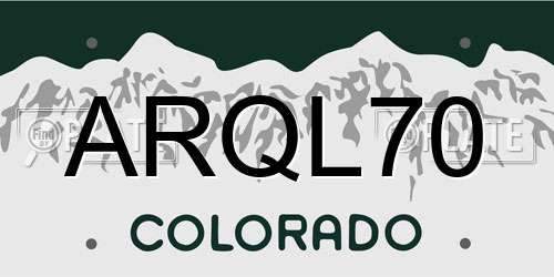 ARQL70 Colorado License Plate