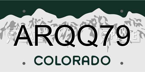 ARQQ79 Colorado License Plate