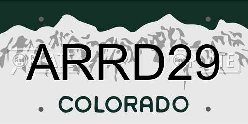ARRD29 Colorado License Plate