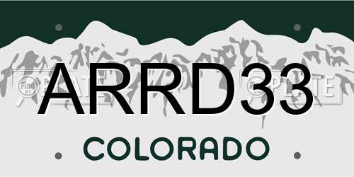 ARRD33 Colorado License Plate