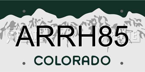 ARRH85 Colorado License Plate