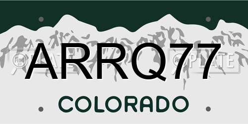 ARRQ77 Colorado License Plate