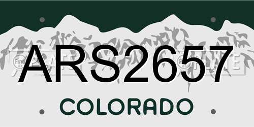 ARS2657 Colorado License Plate