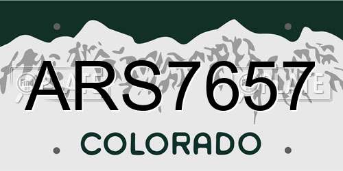 ARS7657 Colorado License Plate