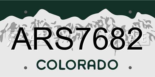 ARS7682 Colorado License Plate