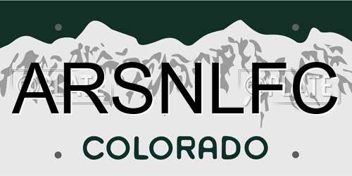 ARSNLFC Colorado License Plate