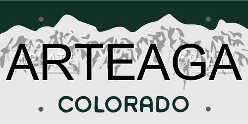 ARTEAGA Colorado License Plate