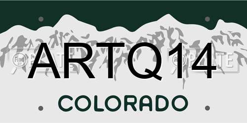 ARTQ14 Colorado License Plate