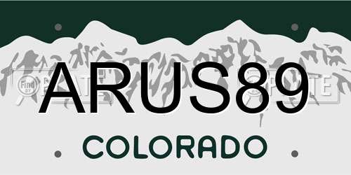 ARUS89 Colorado License Plate