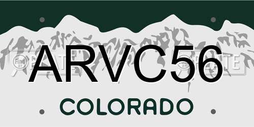 ARVC56 Colorado License Plate