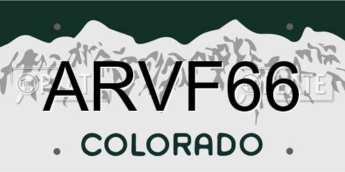 ARVF66 Colorado License Plate