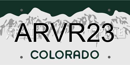 ARVR23 Colorado License Plate