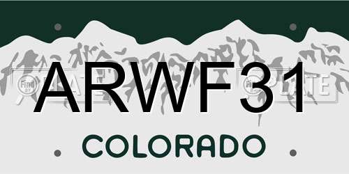 ARWF31 Colorado License Plate