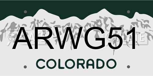 ARWG51 Colorado License Plate