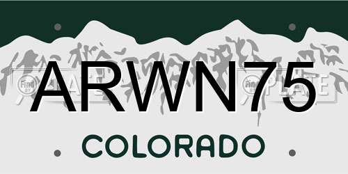 ARWN75 Colorado License Plate