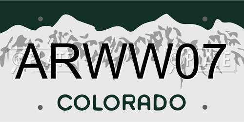 ARWW07 Colorado License Plate