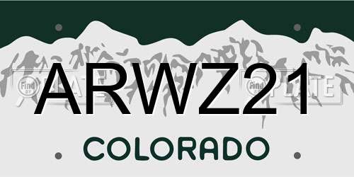 ARWZ21 Colorado License Plate