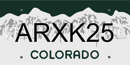 ARXK25 Colorado License Plate