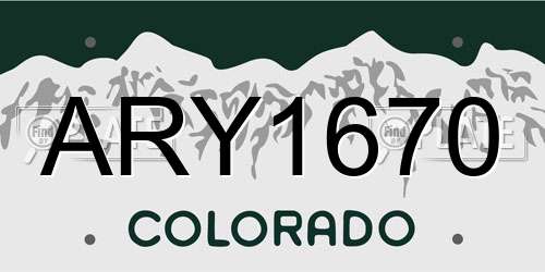 ARY1670 Colorado License Plate