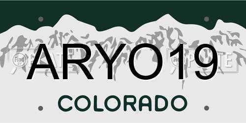 ARYO19 Colorado License Plate