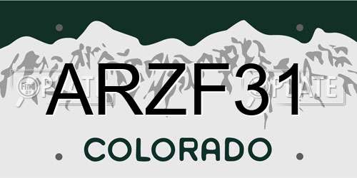 ARZF31 Colorado License Plate