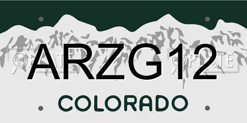 ARZG12 Colorado License Plate
